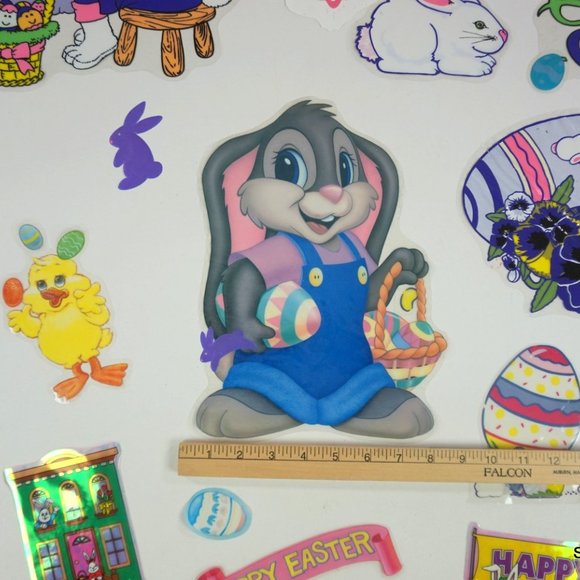 Vintage Easter Theme Window Clings Bunnies Decorations Reusable Lot 30+ - Picture 2 of 3